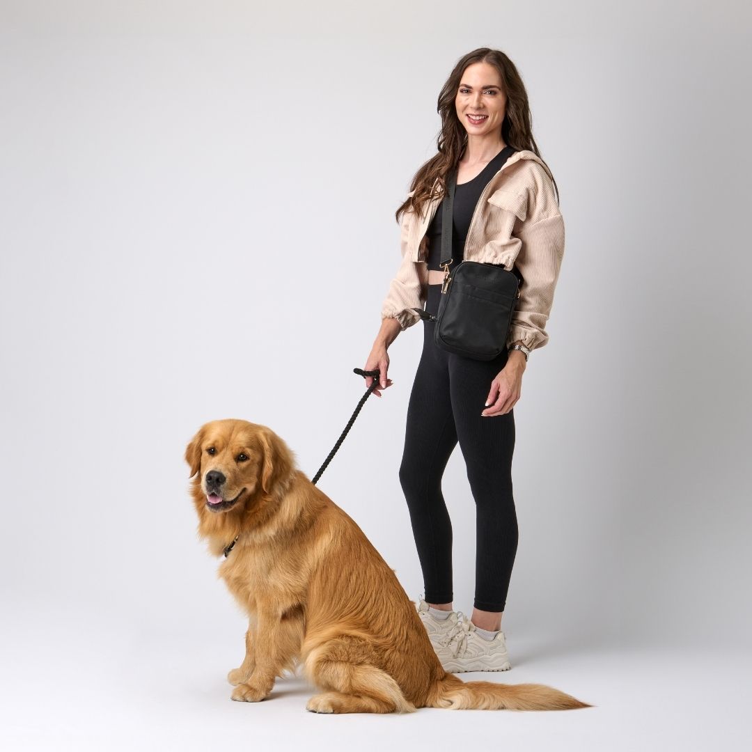 Black Crossbody Dog Walking Bag
