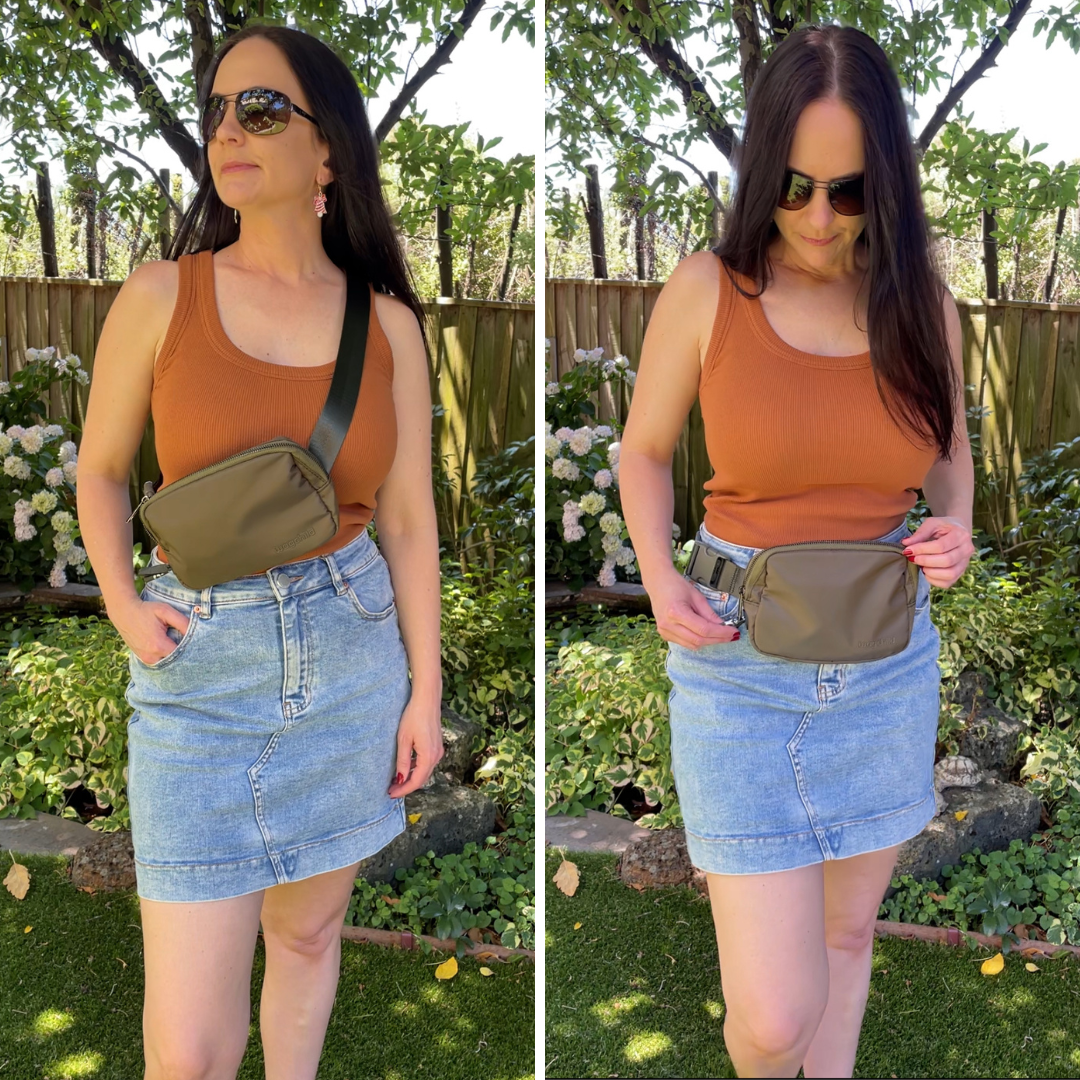Olive Sling Belt Bag and Treat Pouch Duo