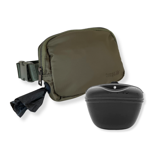 Olive Sling Belt Bag and Treat Pouch Duo